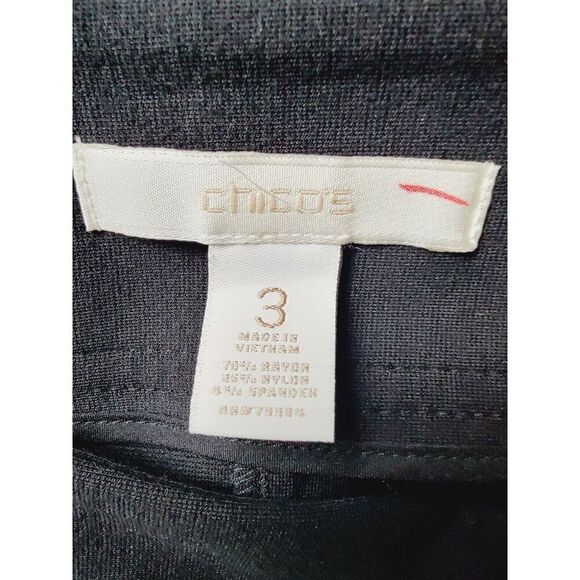 Chico’s 3 Ponte Pencil Skirt Black Capsule Stretch Classic Side Zip Knit Unlined - Picture 4 of 5